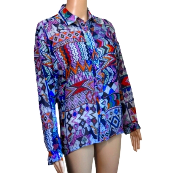 Mara Hoffman Button Down Silk Cutout Blouse Small - Picture 3 of 10